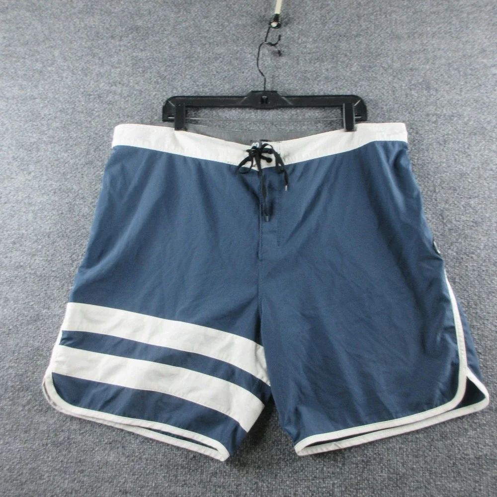 Hurley Phantom Swim Shorts Mens 40 Blue Striped Board Shorts Surf 8 Inseam Beach